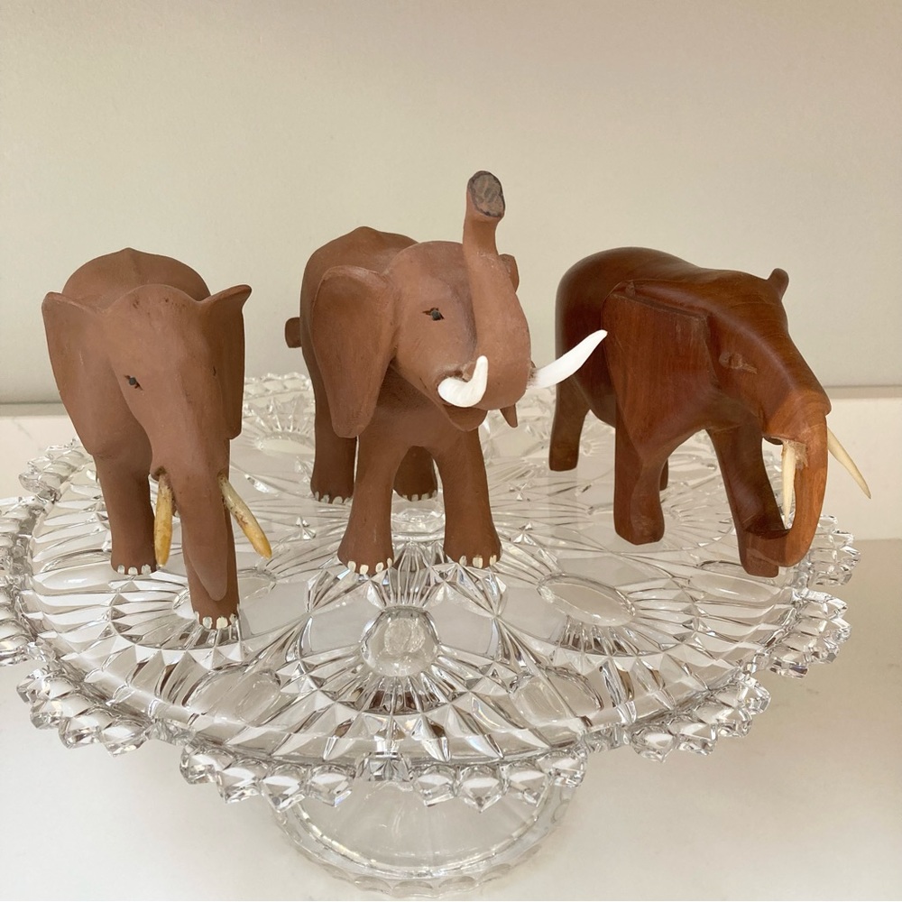 Hand Carved Wooden Elephants (set of 3) - Vintage